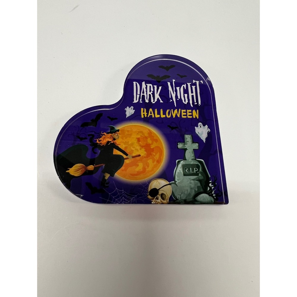 Dark Night Halloween Heart Shaped Acrylic Witch Moon Tombstone‎ Purple Decor